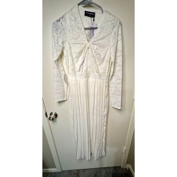 Little Mistress white pleated Midaxi Dress Size 6 - Picture 2 of 3